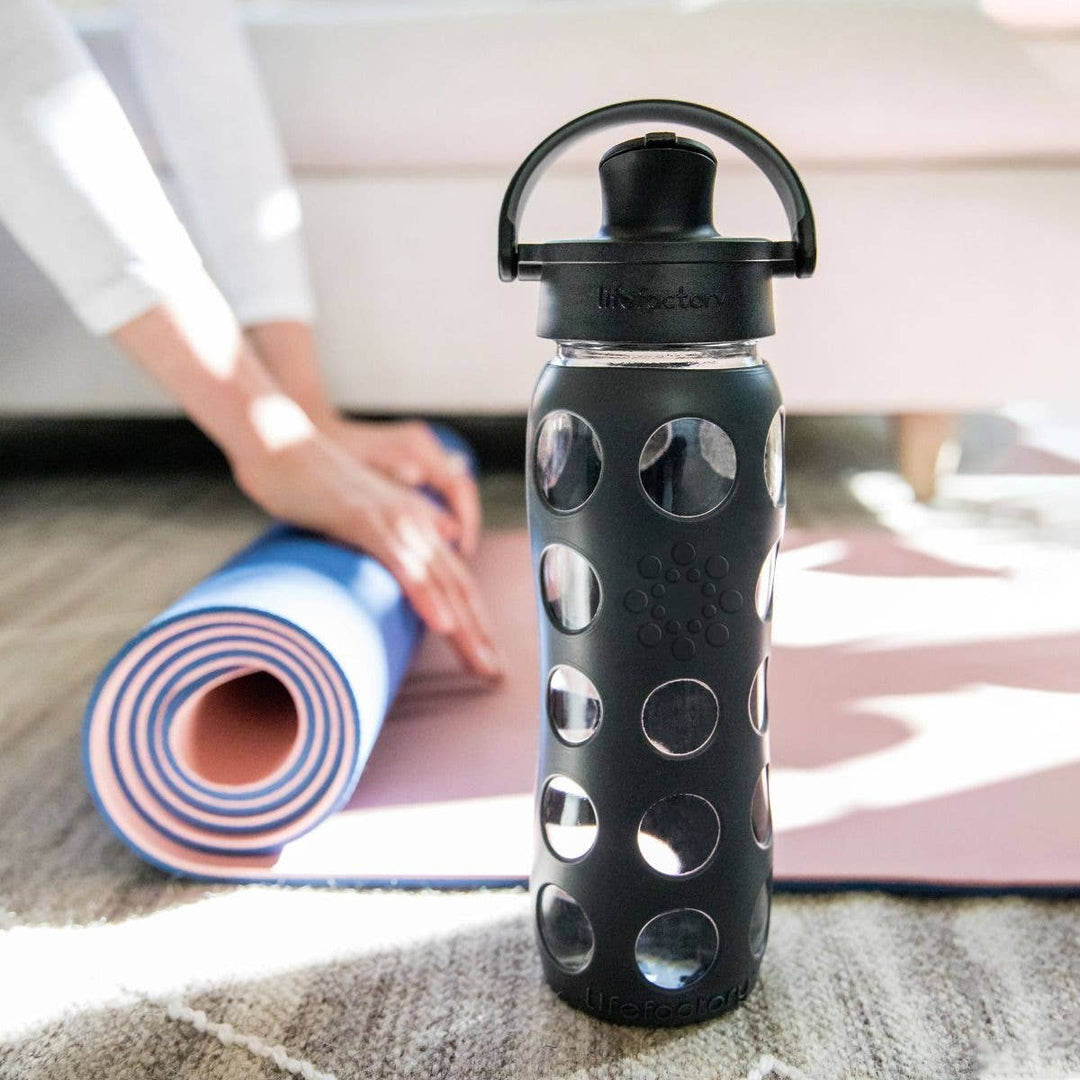 LifeFactory 22oz Glass Water Bottle Active Cap