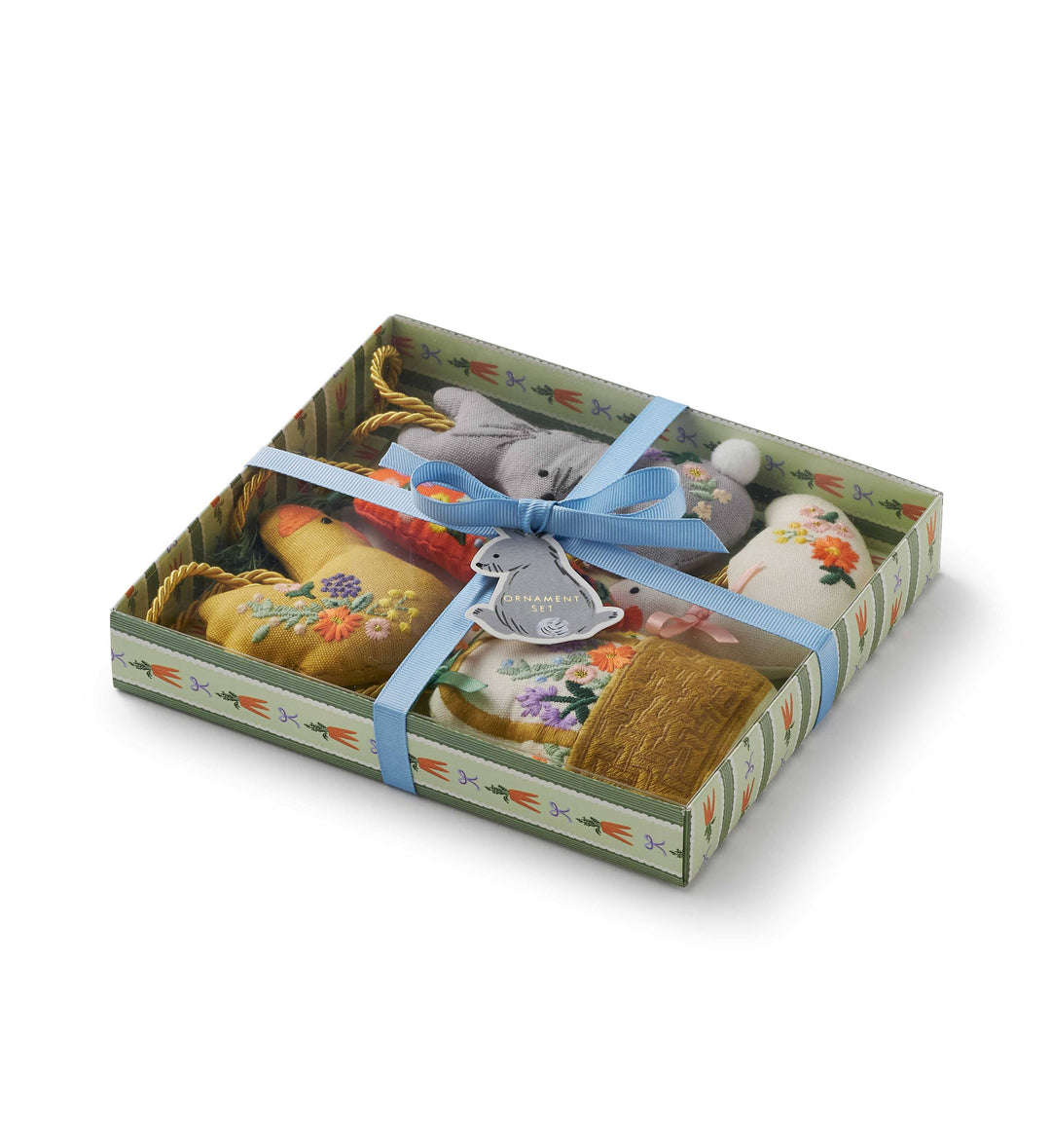 Rifle Paper Co. Spring Farm Embroidered Easter Ornament Set of 5