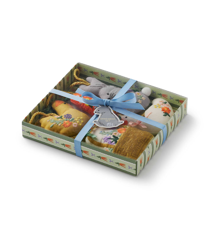 Rifle Paper Co. Spring Farm Embroidered Easter Ornament Set of 5