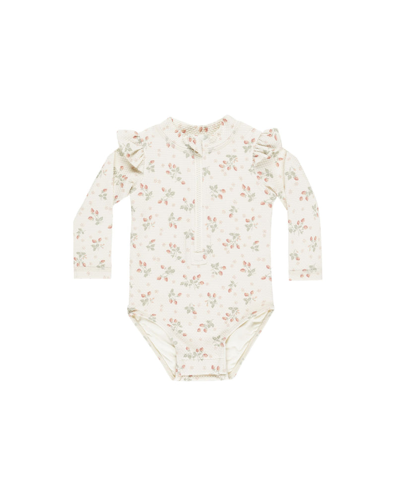Quincy Mae Byron Rashguard One-Piece - Strawberries