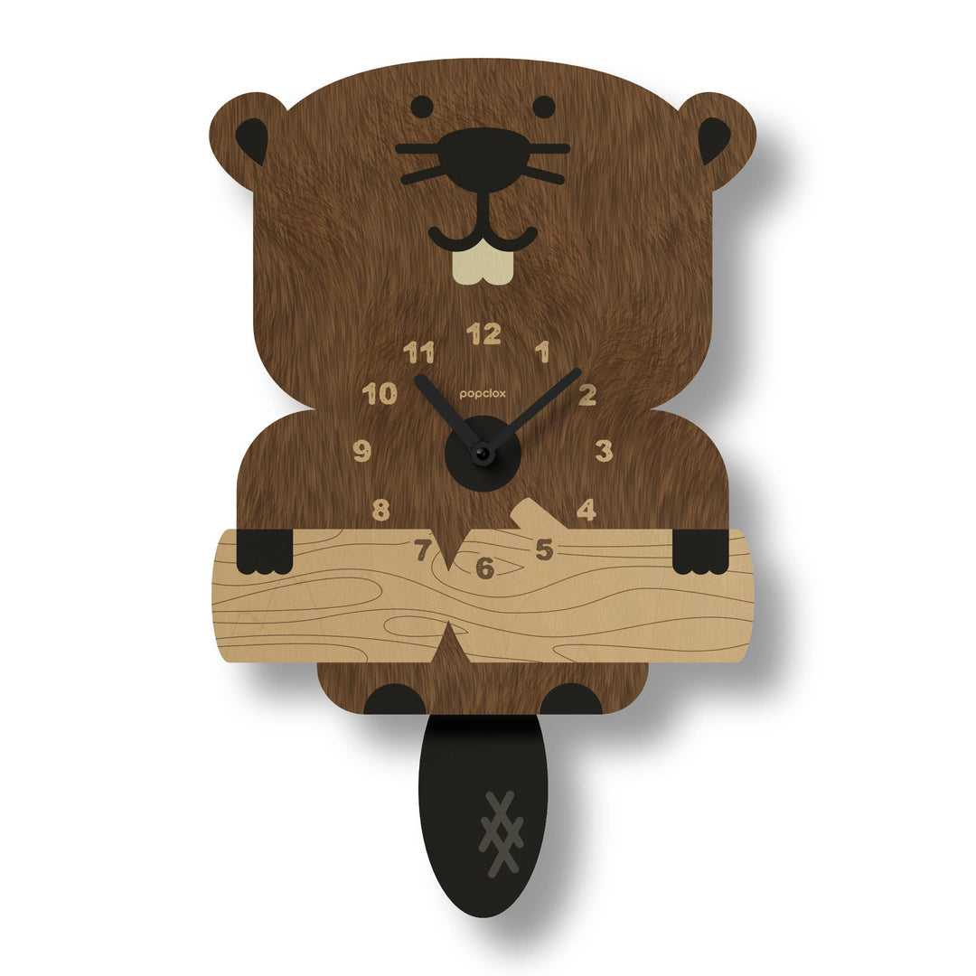 Popclox Beaver Pendulum Clock - Wood