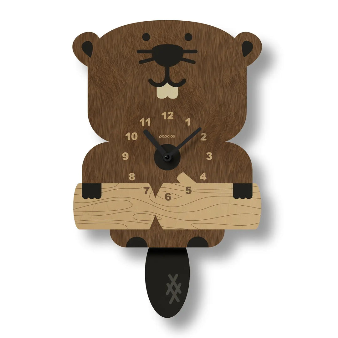 Popclox Beaver Pendulum Clock - Wood