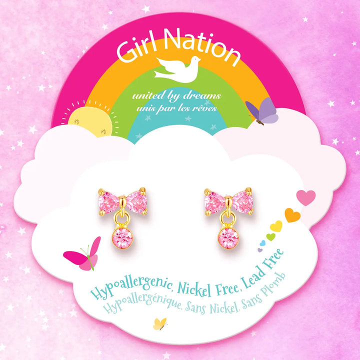 Girl Nation Little Luxe Bow Drop Earrings