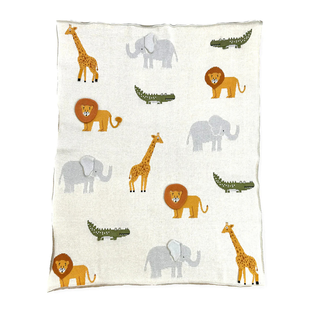 Viverano Organics Savannah Safari - 3D Jacquard Sweater Knit Baby Blanket