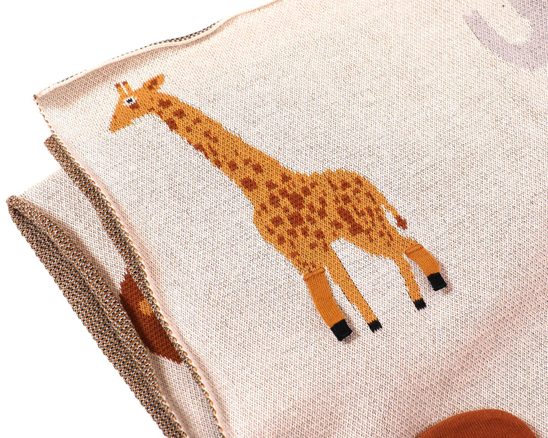 Viverano Organics Savannah Safari - 3D Jacquard Sweater Knit Baby Blanket