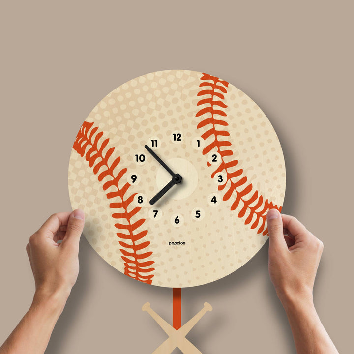 Popclox Baseball Pendulum Clock - Wood