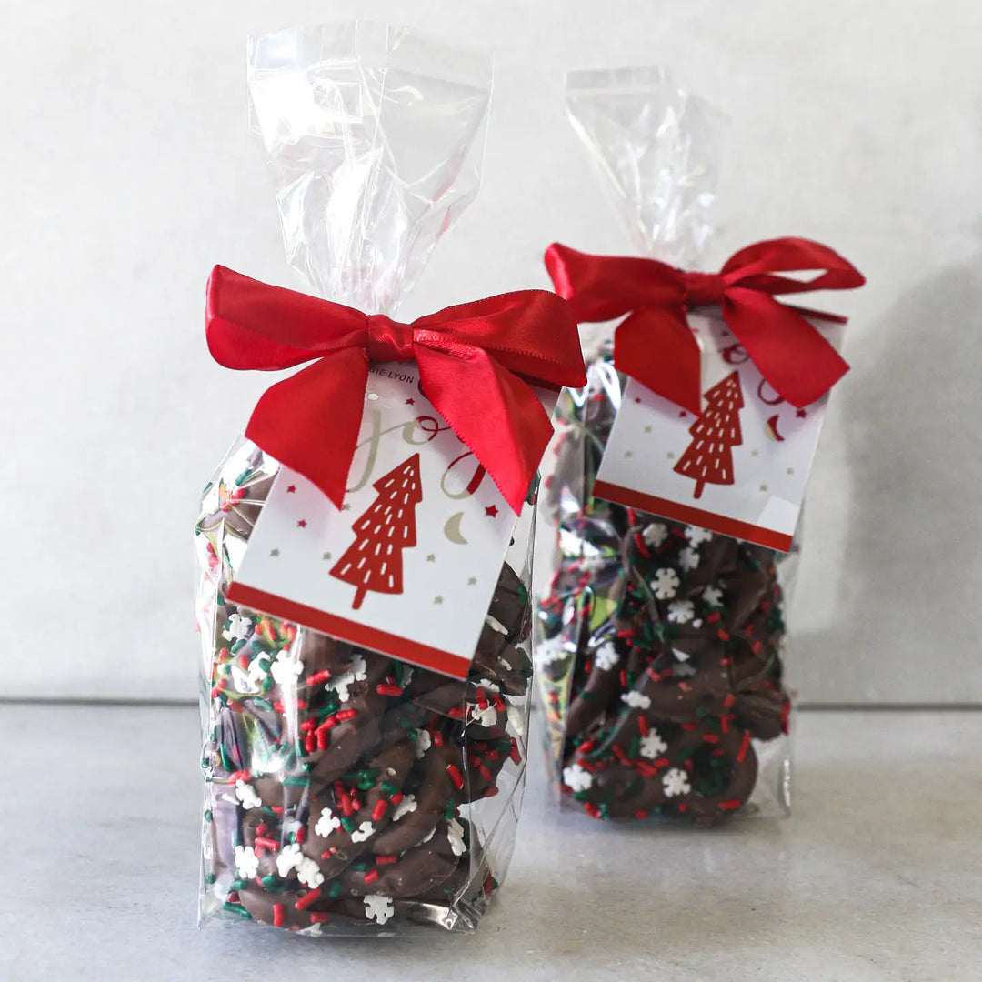 Maggie Lyon Chocolatiers 5oz Milk Chocolate Covered Pretzels with Holiday Decorations