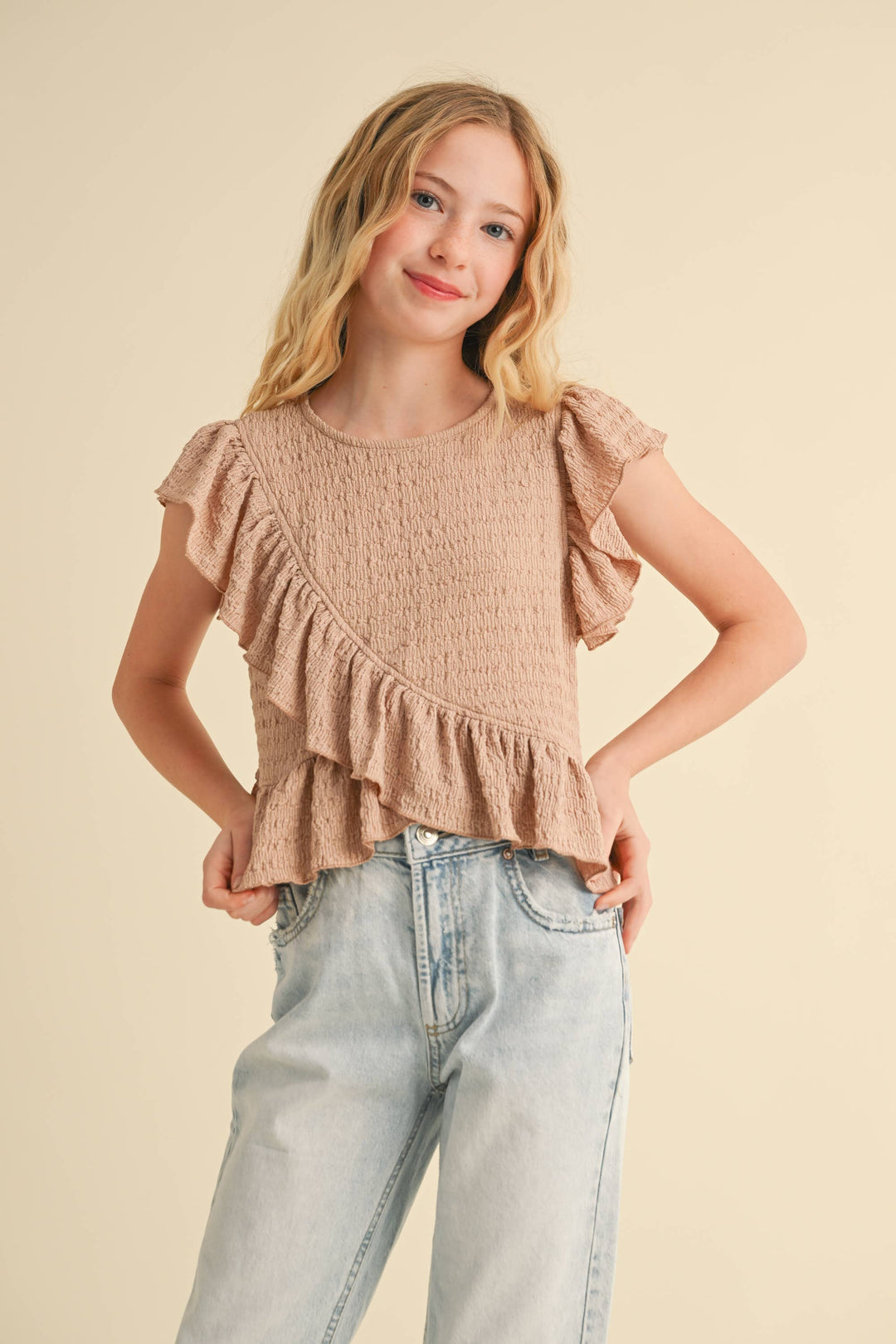 Heart And Arrow Asymmetrical Ruffle Top