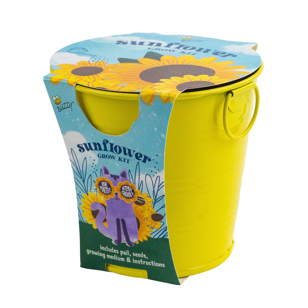 Buzzy Seeds Grow Gifts Kids Flower Grow Pail Sunflower Garden Kit – Indoor Gift