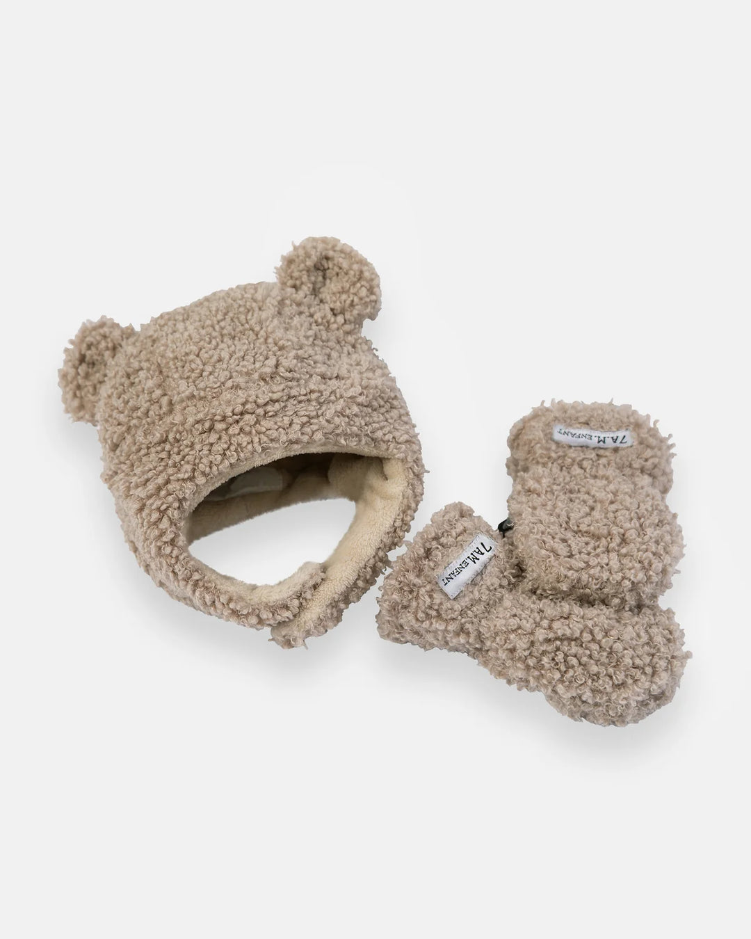 7AM Enfant Cub Set - Teddy Hat & Mittens - Oatmeal