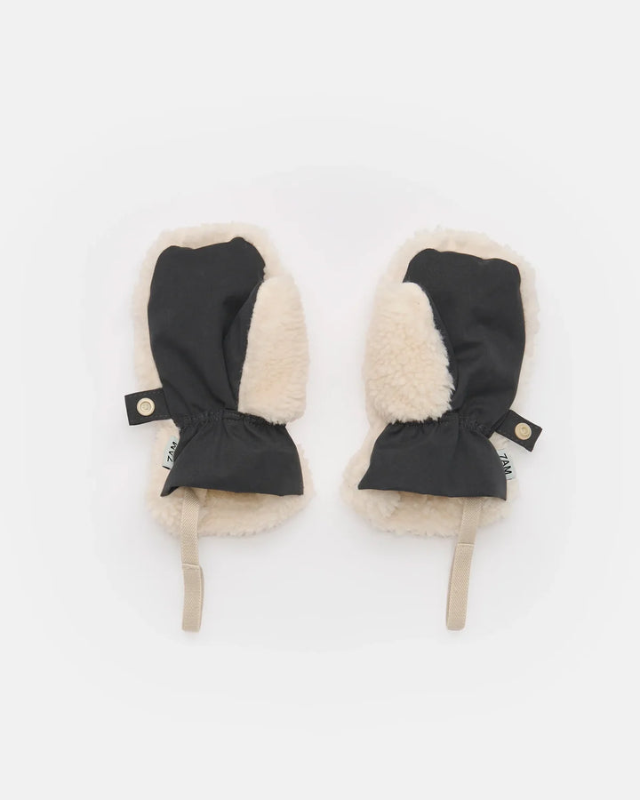 7AM Enfant Sherpa Mittens  Benji Appliqué - Smokey