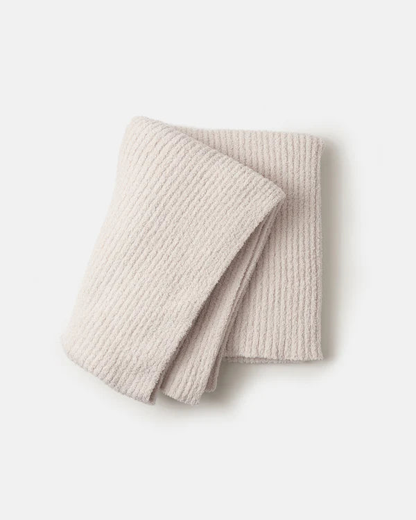 7AM Enfant Fuzzy Cushy Ribbed Blanket - Ecru