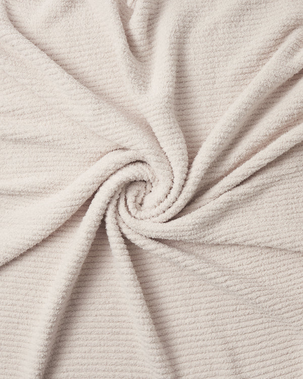 7AM Enfant Fuzzy Cushy Ribbed Blanket - Ecru