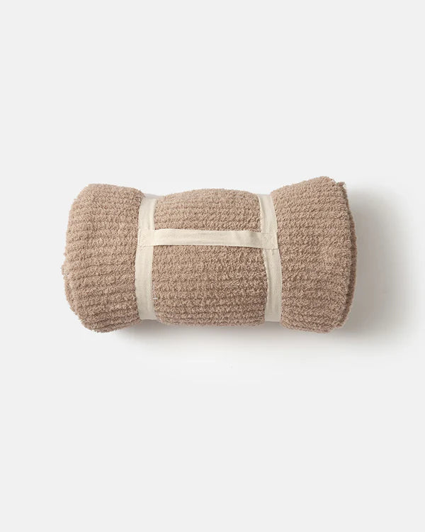 7AM Enfant Fuzzy Cushy Ribbed Blanket - Pecan