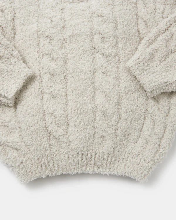 7AM Enfant Fuzzy Boxy Cable Sweater - Ecru
