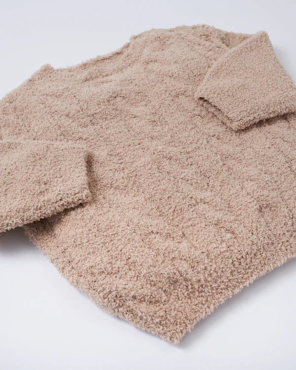 7AM Enfant Fuzzy Boxy Cable Sweater - Pecan