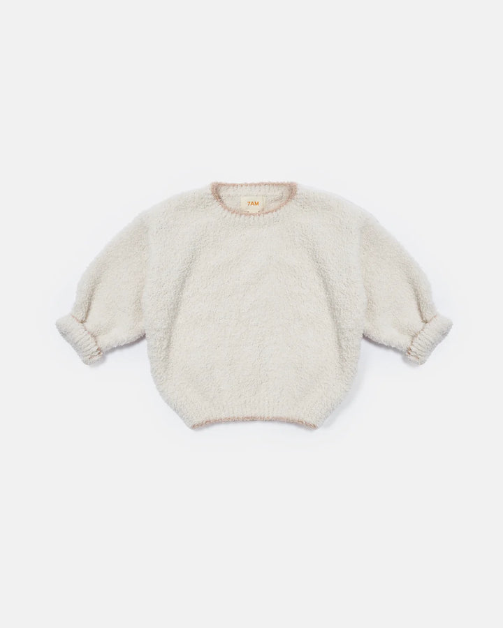 7AM Enfant Boxy Sweater Fuzzy - Ecru
