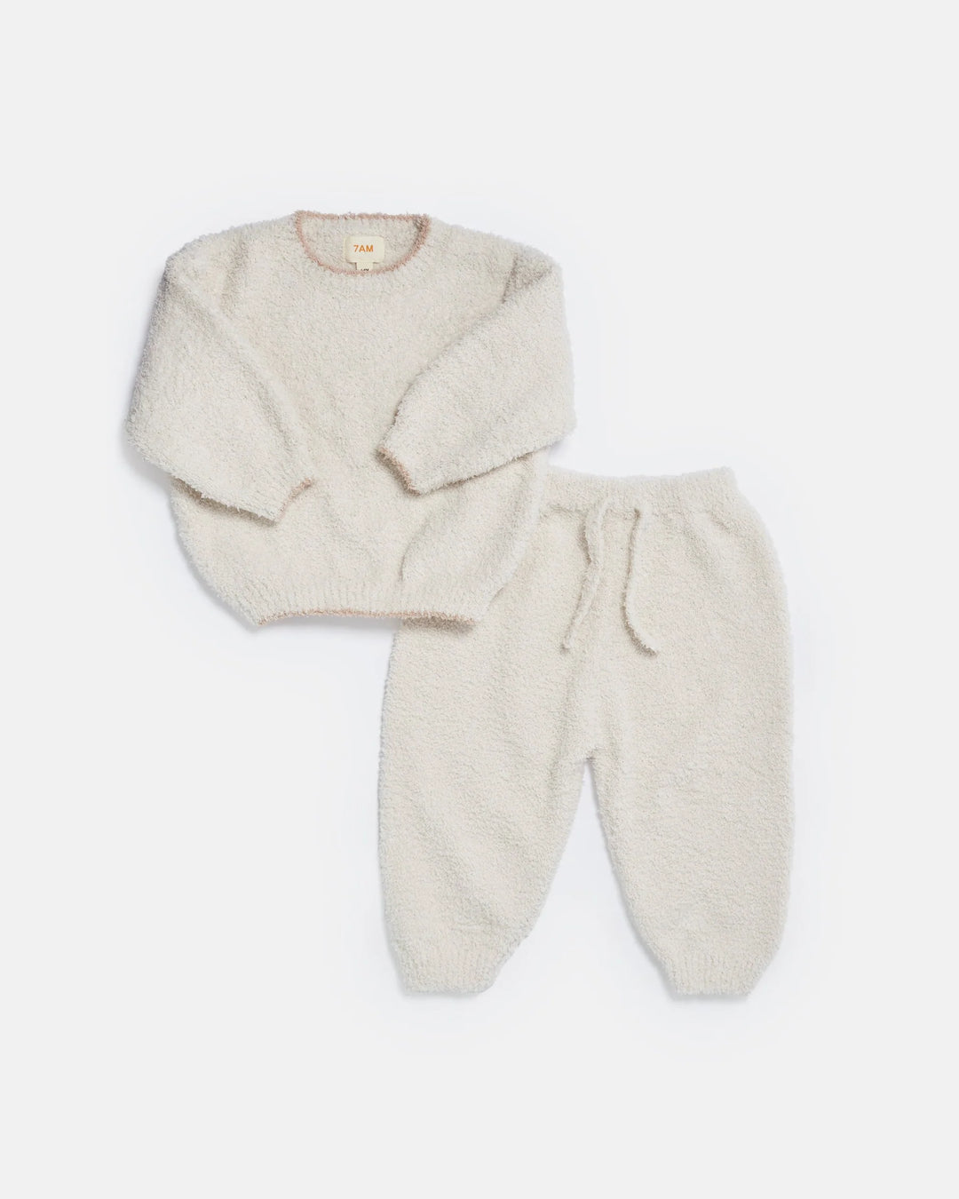 7AM Enfant Fuzzy Boxy Lounge Pants - Ecru