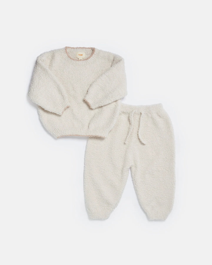 7AM Enfant Fuzzy Boxy Lounge Pants - Ecru