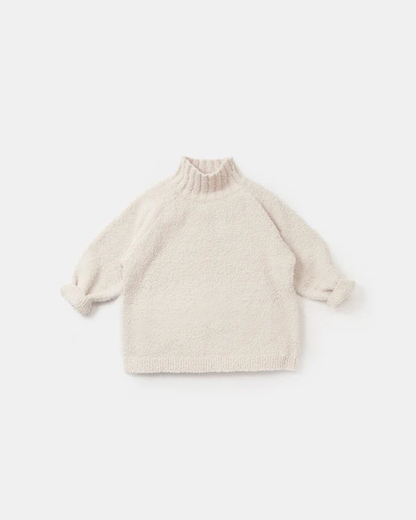 7AM Enfant Fuzzy Boxy Mock Neck Sweater - Ecru