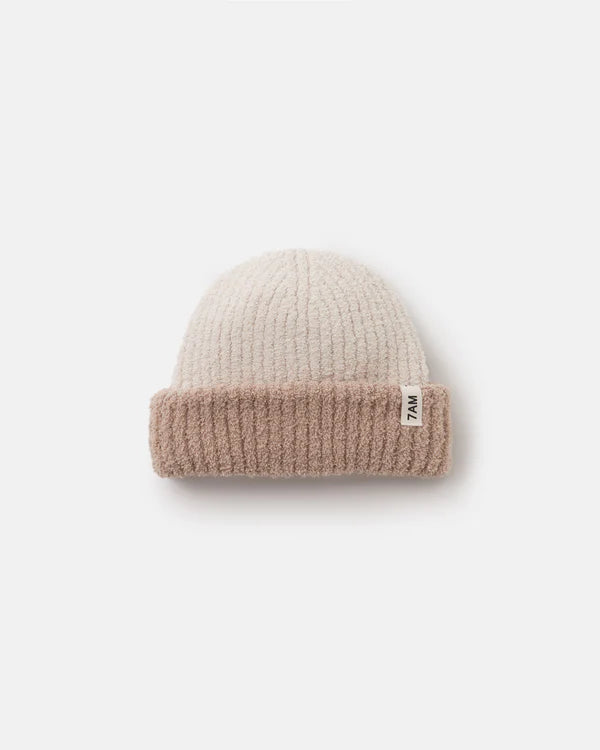 7AM Fuzzy 2 Tone Beanie - Pecan/Ecru
