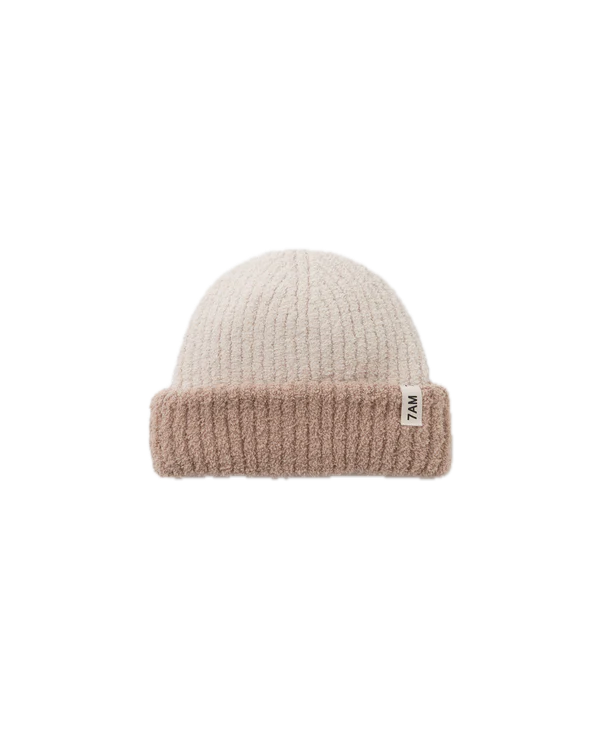 7AM Fuzzy 2 Tone Beanie - Pecan/Ecru