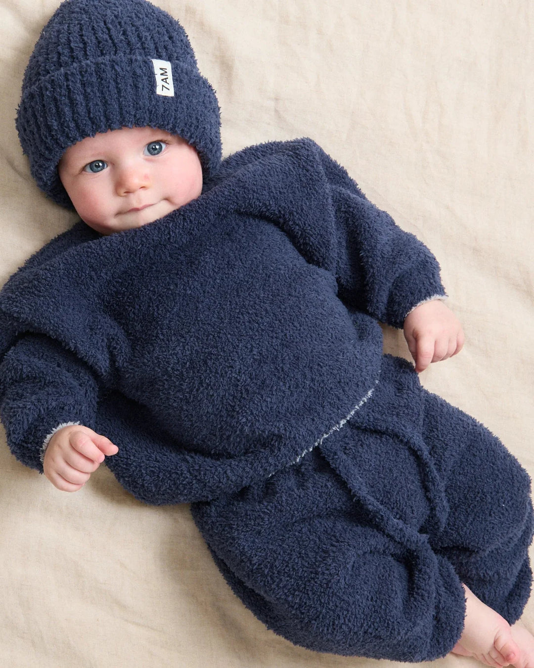 7AM Enfant Ribbed Fuzzy Beanie - Navy