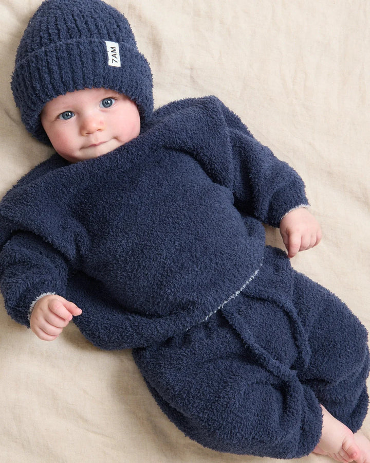 7AM Enfant Ribbed Fuzzy Beanie - Navy