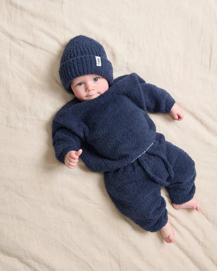 7AM Enfant Fuzzy Boxy Lounge Pants - Navy