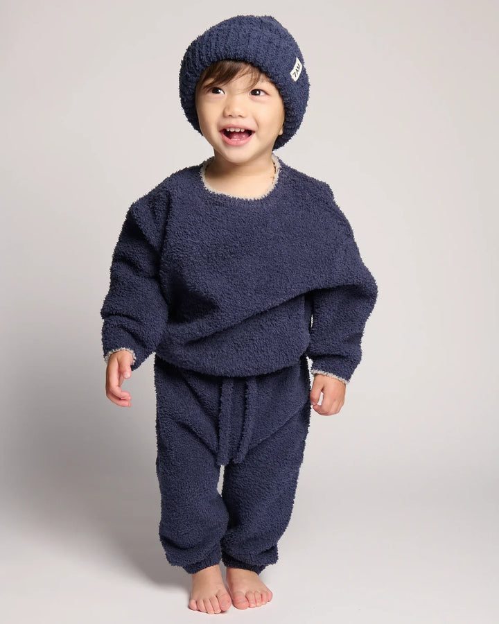 7AM Enfant Fuzzy Boxy Lounge Pants - Navy
