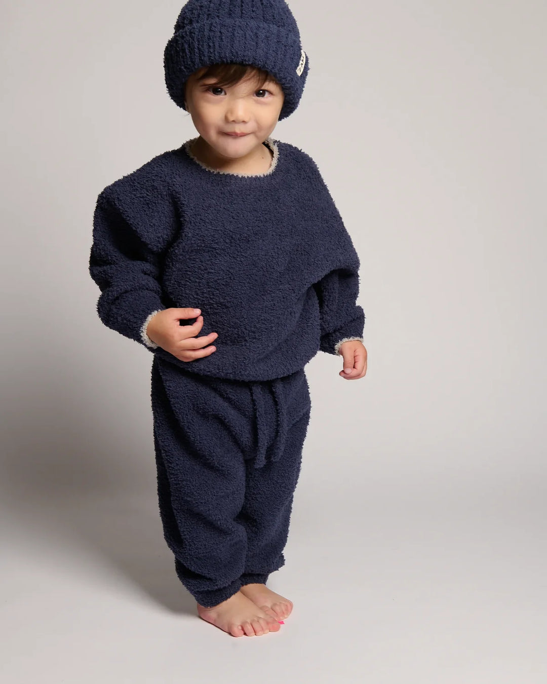 7AM Enfant Fuzzy Boxy Lounge Pants - Navy
