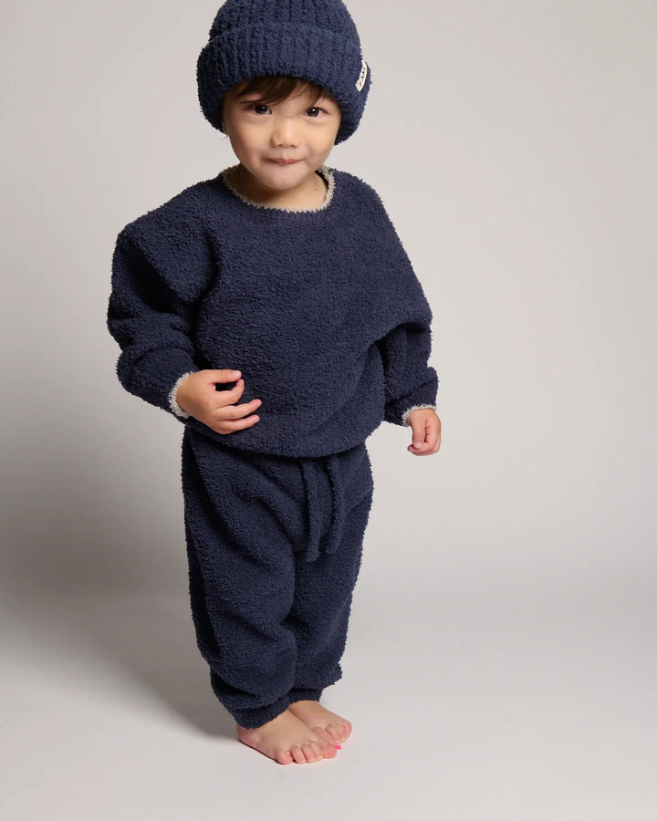 7AM Enfant Fuzzy Boxy Lounge Pants - Navy