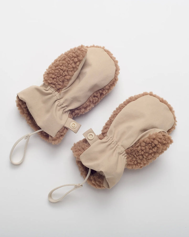 7AM Enfant Sherpa Mittens  Benji Appliqué - Oat