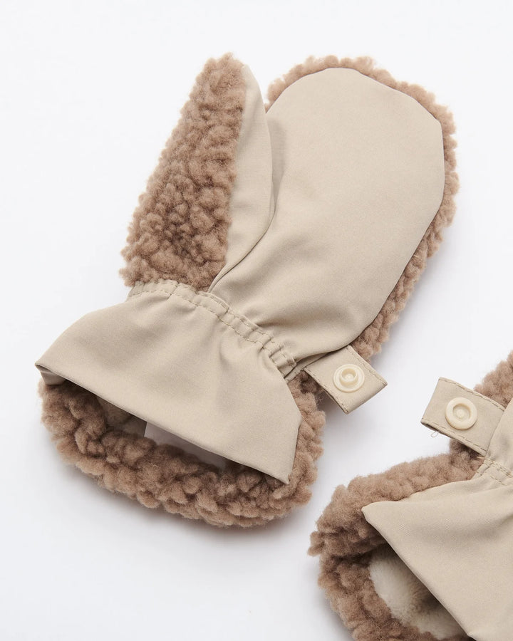 7AM Enfant Sherpa Mittens  Benji Appliqué - Oat
