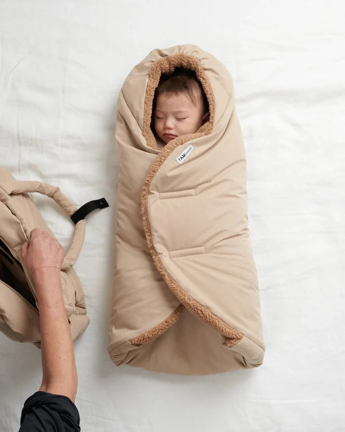 7AM Enfant Nido Benji Car Seat & Bassinet Wrap - Oat, Cacao