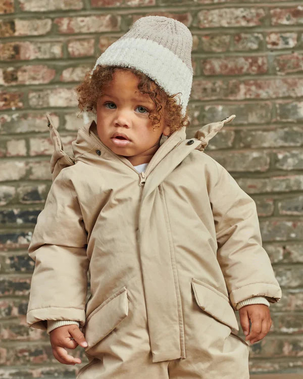 7AM Fuzzy 2 Tone Beanie - Taupe/Ecru