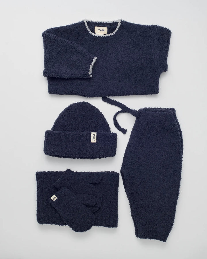 7AM Enfant Fuzzy Boxy Lounge Pants - Navy
