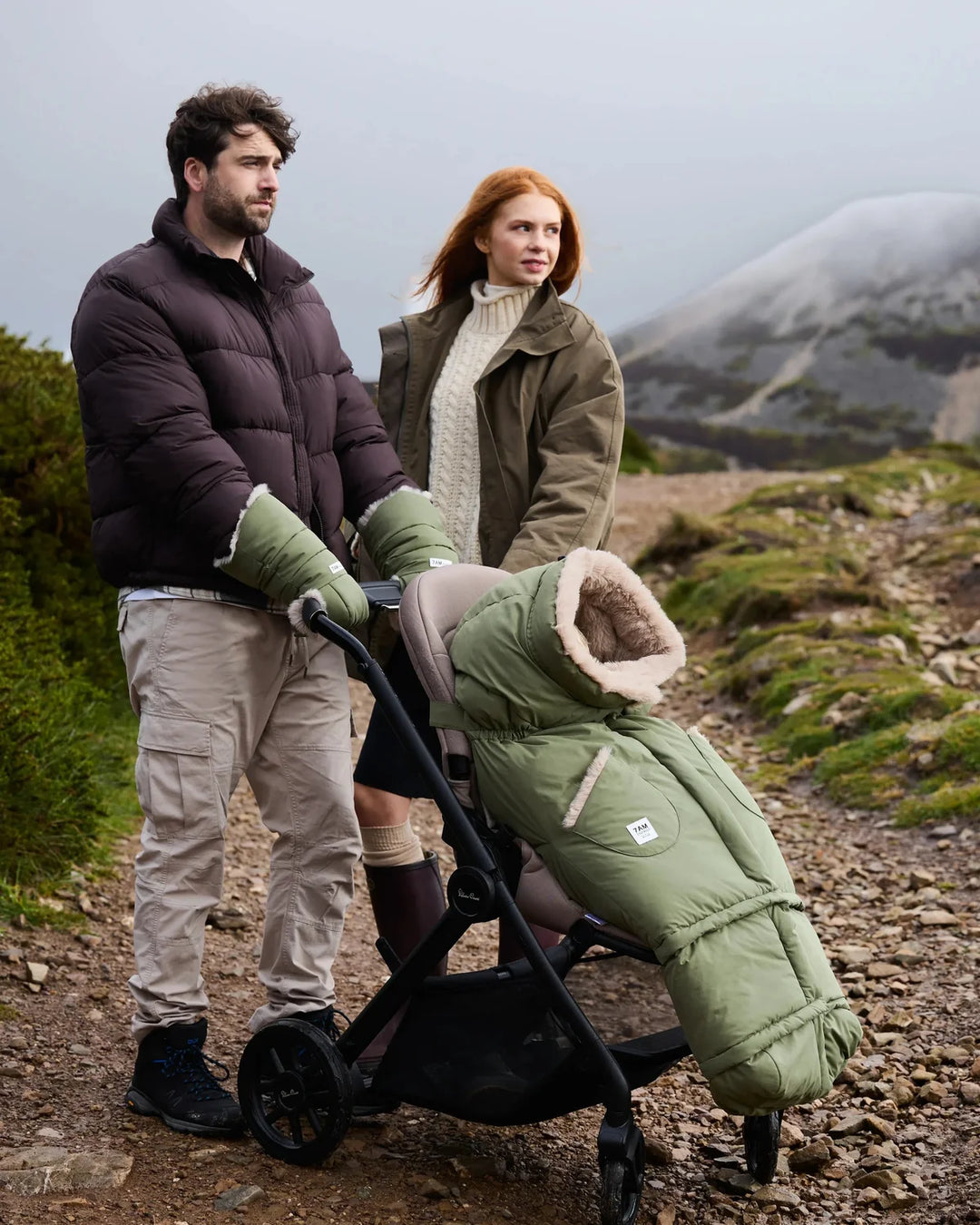 7AM Enfant Warmmuffs Helsinki - Woodland/Greige Faux Fur