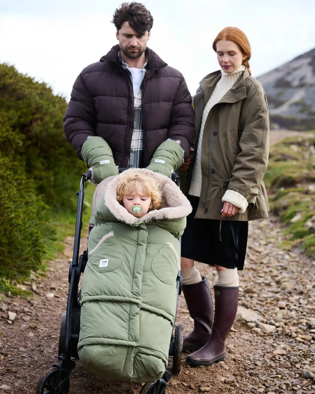 7AM Enfant Warmmuffs Helsinki - Woodland/Greige Faux Fur
