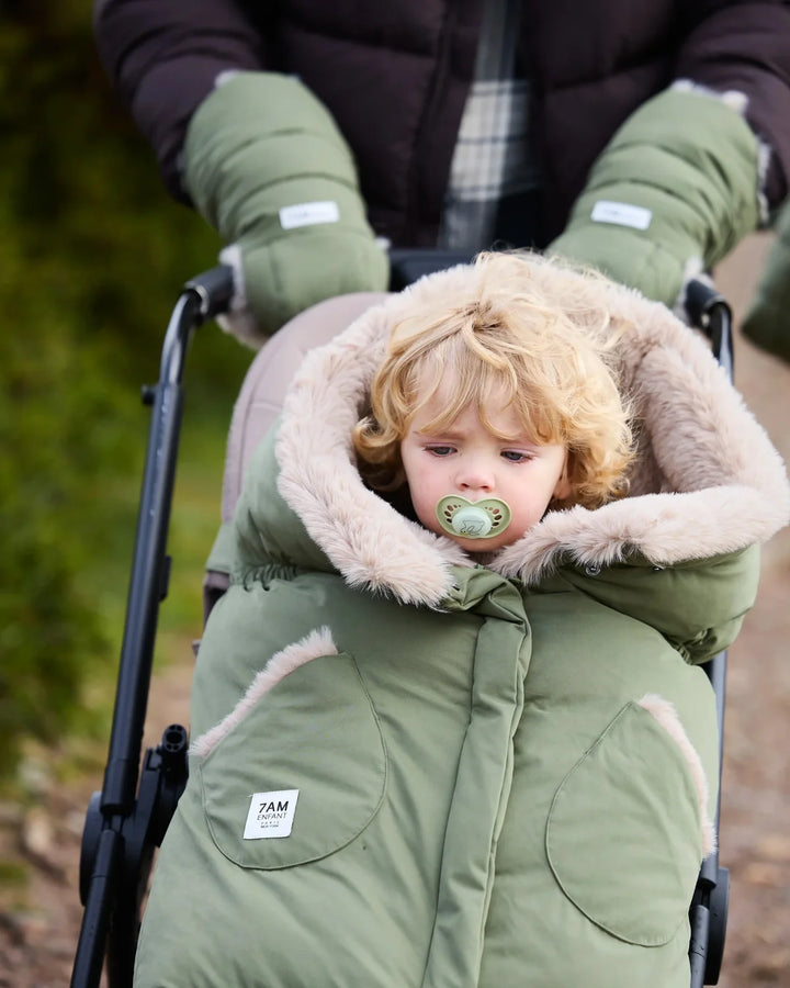7AM Enfant Warmmuffs Helsinki - Woodland/Greige Faux Fur