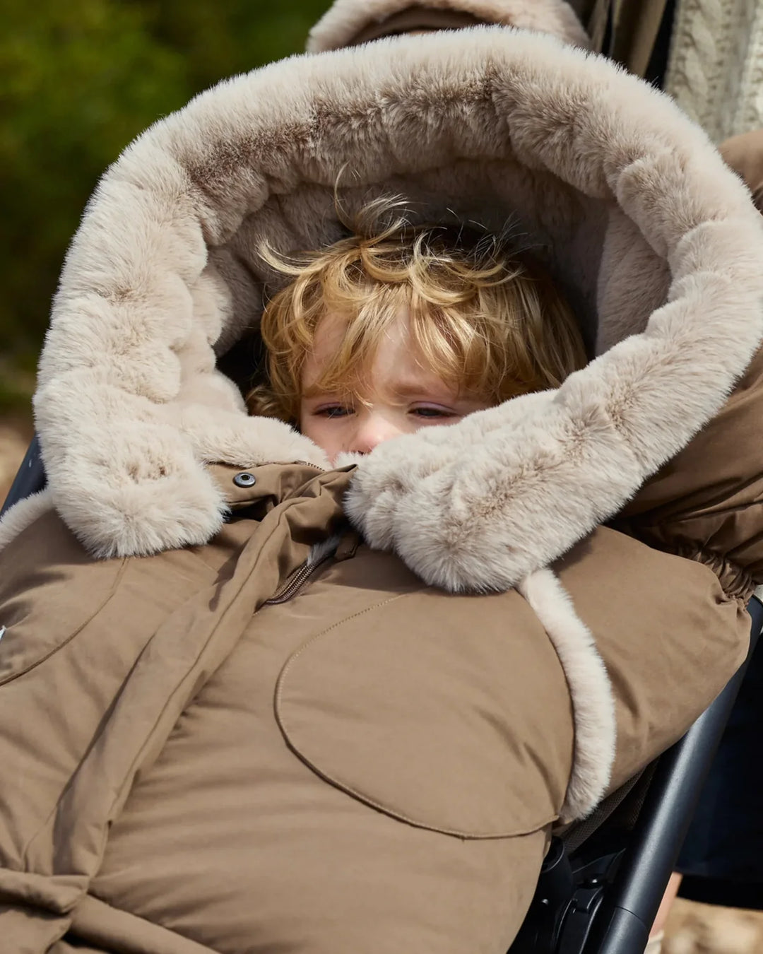 7AM Enfant Blanket 212 Helsinki Collection - Moss Brown/Greige Faux Fur