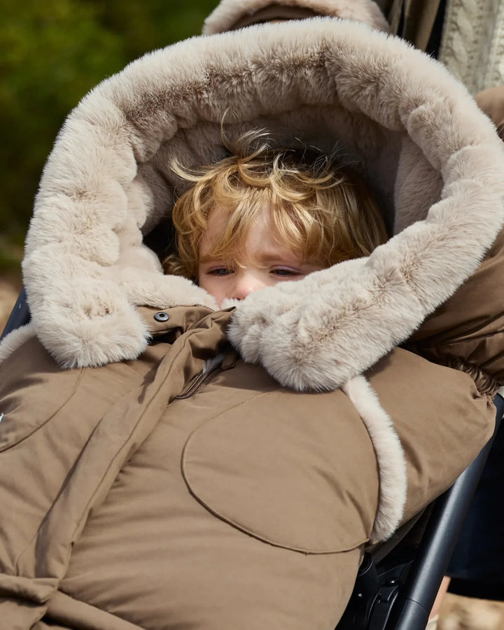 7AM Enfant Blanket 212 Helsinki Collection - Moss Brown/Greige Faux Fur