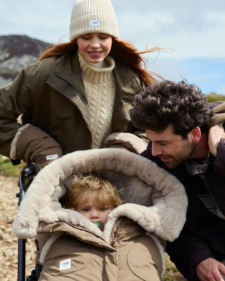 7AM Enfant Blanket 212 Helsinki Collection - Moss Brown/Greige Faux Fur
