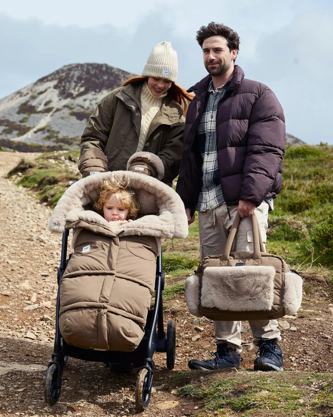 7AM Enfant Blanket 212 Helsinki Collection - Moss Brown/Greige Faux Fur