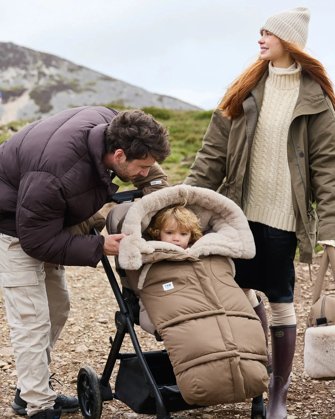 7AM Enfant Blanket 212 Helsinki Collection - Moss Brown/Greige Faux Fur