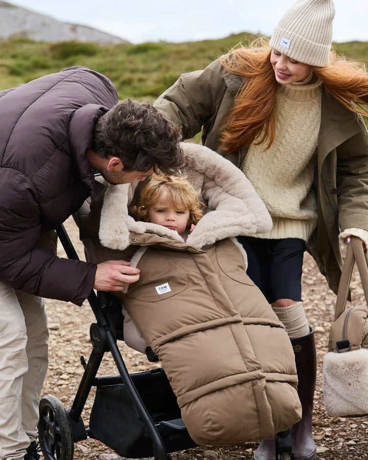 7AM Enfant Blanket 212 Helsinki Collection - Moss Brown/Greige Faux Fur