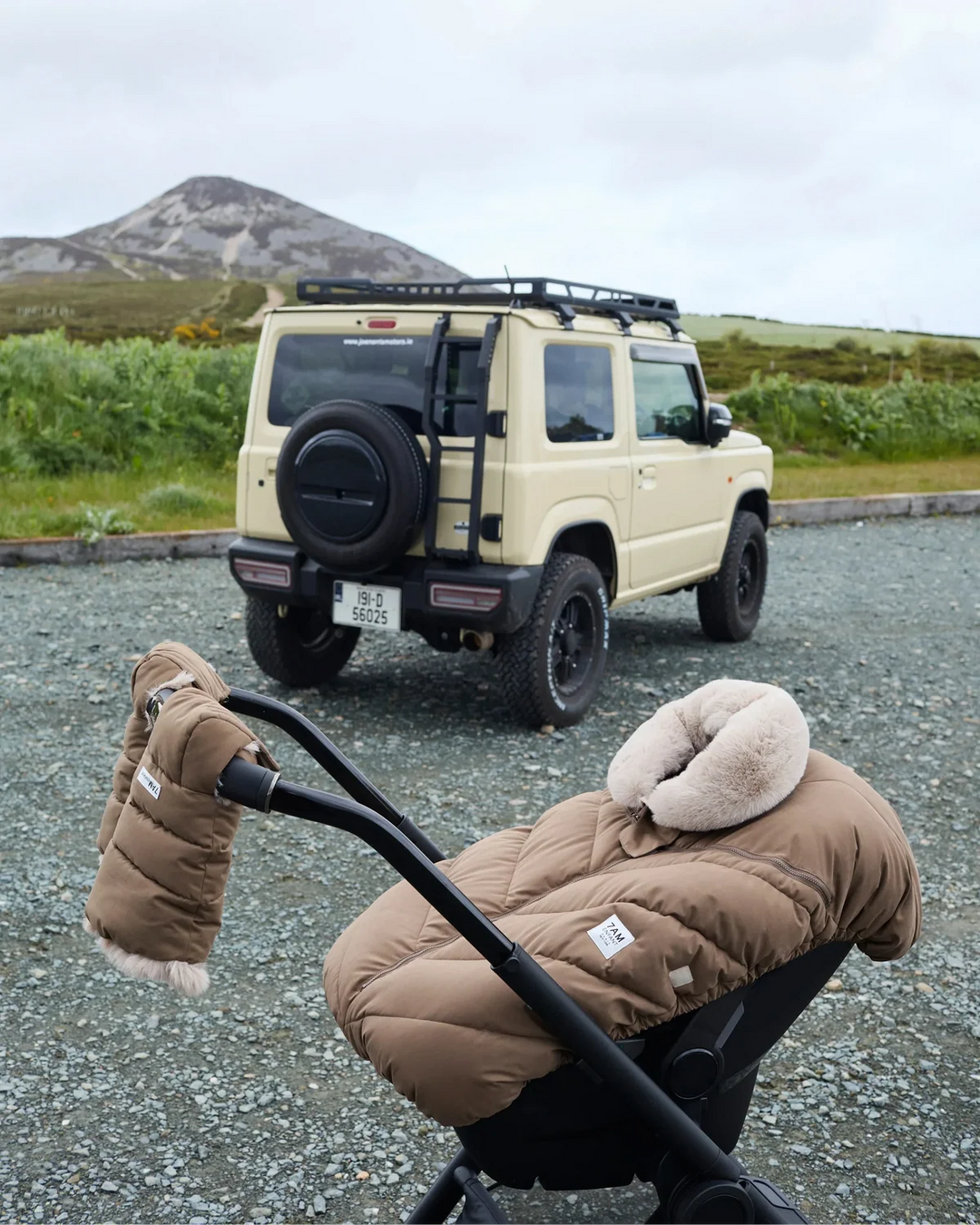 7AM Enfant Warmmuffs Helsinki - Moss Brown/Greige Fur