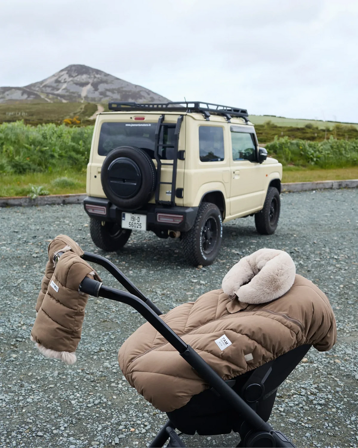 7AM Enfant Warmmuffs Helsinki - Moss Brown/Greige Fur