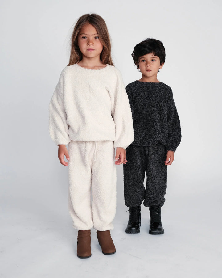 7AM Enfant Fuzzy Boxy Lounge Pants - Ecru
