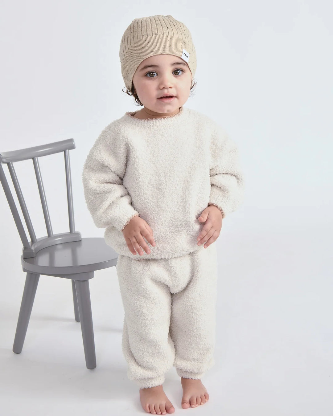 7AM Enfant Fuzzy Boxy Lounge Pants - Ecru